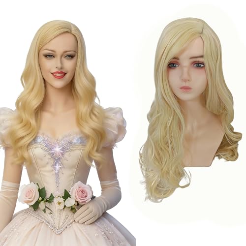 Appwincosly Gllindaa Wigs Long Wavy Blonde Wig for Women Princess Halloween Costume Party Cosplay Wig with Wigs Cap (Blonde)