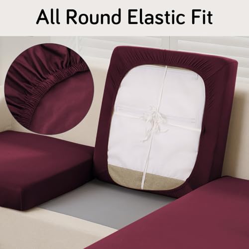 Image of HOKIPO 100% Waterproof Stretchable Seat Couch Cushion Cover, 1 Seater, Maroon (AR-5352-MRN)