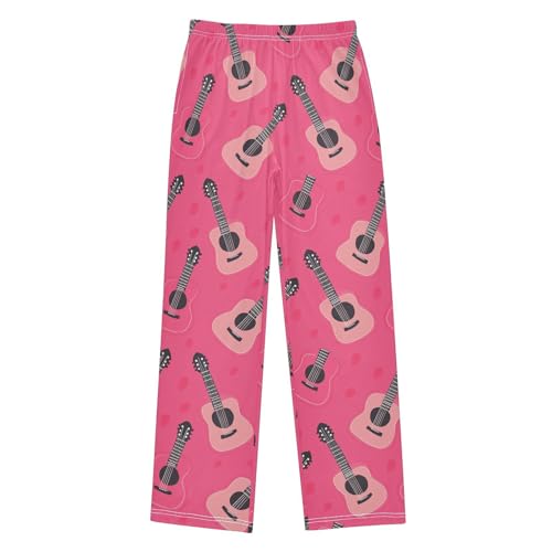 Pink Guitar Boys Pants Boys Athletic Pants Long Pant for Boywith Pockets Wide-Leg Size 6-14Y