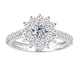 AOKSUNS 14K White Gold Plated Promise Halo Ring 1.4Ct Cubic Zirconia Engagement Promise Eternity Ring for Women Flower Cluster Promise Rings for Her CZ Wedding Bands for Women Size 7