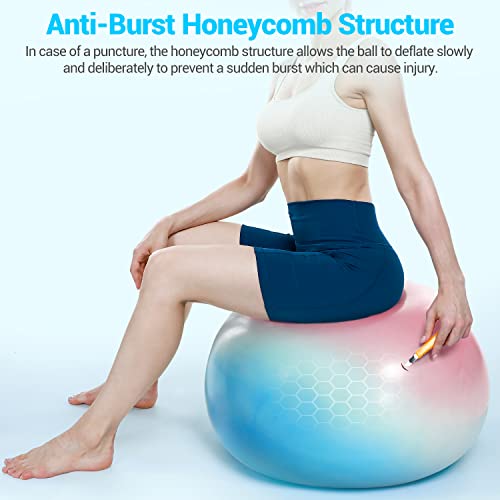 Sportneer Exercise Ball - Extra Thick Yoga Ball With Barre Ball And Quick Pump - Anti-Burst And Slip Resistant Fitness Ball Chair For Balance, Home Gym, Stability, Pregnancy And Physical Therapy #TOP2