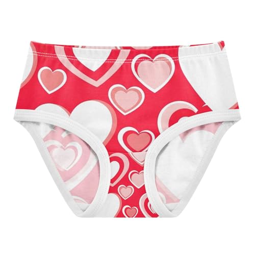 White Hearts Red Toddler Underwear Girls, Cotton Girls Underwear, 2T–8 Years