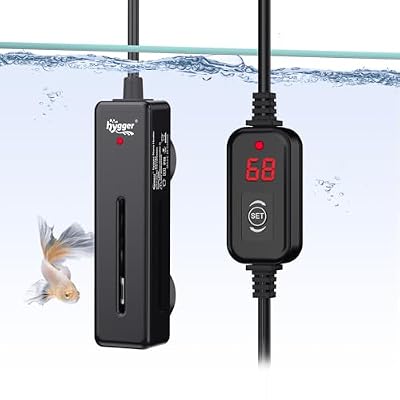 hygger Mini Fish Tank Submersible Heater 50W for 5-10 Gallons Small Betta Aquarium Heater with Digital Display Controller Adjustable Temperature