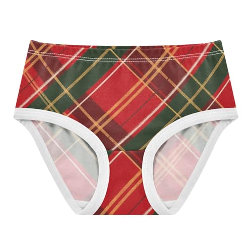 Girls' Briefs Organic Underpants for Girls Bold Red Green Plaid - Main Image