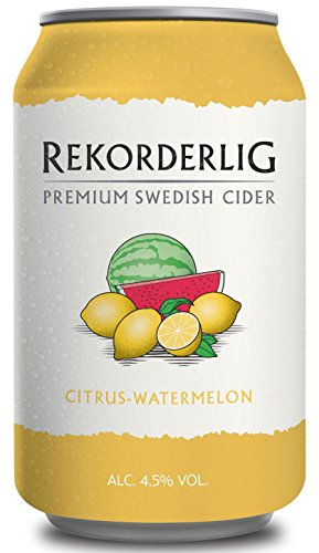 Rekorderlig - Cider - 24x0,33l Dosen in den brandneuen Sommerfarben | Set inkl. lukky24® Schlüsselanhänger für Einkaufswagenchip (Zitrone-Wassermelone 4,5% Vol)