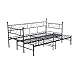DORAFAIR Cama de día Doble Marco de Cama de Metal con Cama extraíble 190 x 177 x 95 cm Negra