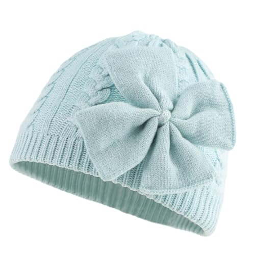 Image of JANGANNSA Winter Warm Knitted Baby Hat for Girls Cotton Lined Infant Toddler Hat Autumn Cute Bow Classic Girls Beanie 0-6Y