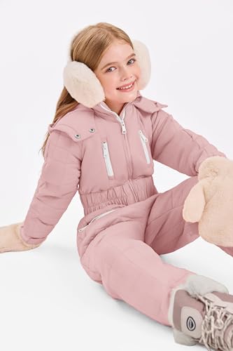 Image of Haloumoning Kid Snowsuit Girls Hooded Waterproof Insulated Ski Suit