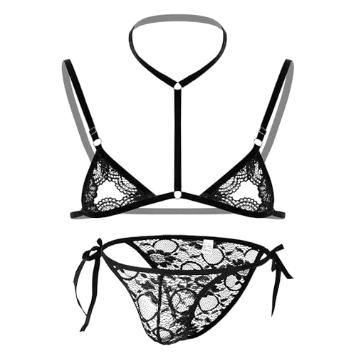 JIAHG Herren Sexy Dessous Set Herren Sissy Dessous Unterwäsche Männer Halfter String Bikini Set Herren Sexy BH G-String Verführerische Schlafanzug