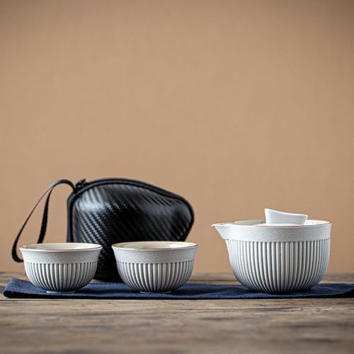 DINGK Service à thé de Voyage Simple en céramique, Stockage Une pièce, ustensiles de préparation de thé Portables en Plein air, Meilleurs Cadeaux pour Les Amateurs de thé