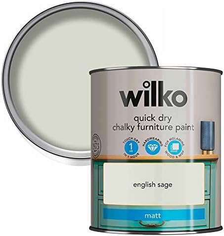 wilko Quick Dry Chalky Paint, Hardwearing Quick Dry Paint, Suitable for Kitchen, Bedroom, Living Room (Chalk White, 750 Millilitre)