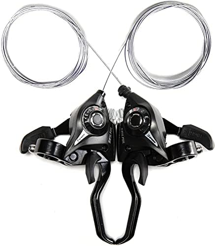 ZUKKA Shimano ST-EF51 3x7 Speed Bike Shifter Lever 21 Speed Shift Lever with Gear Indicator and V Brake Cable for Mountain Bicycle Commuter Bike Kids Bike with Grips(Pair)
