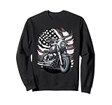 Motorcycle Vintage American Flag 4th of July Retro Biker Sweatshirt