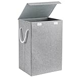 72L Foldable Laundry Basket with Lid – Large Capacity Washing Hamper with Handles Space-Saving Collapsible Dirty Clothes Storage Bin for Bedroom Bathroom Laundry Room (Grey)