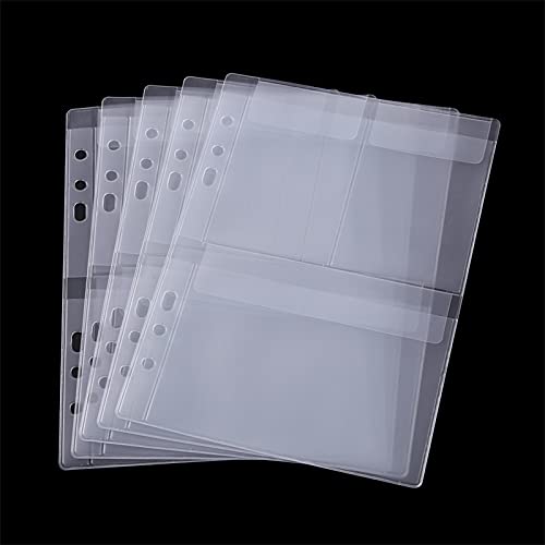 10 Sheet Binder Pockets Inserts with Tree Pockets A5 Size 6 Hole Binder Folder for Dies and Stamps Storage,Waterproof PVC Clear Bags Protectors for Cutting Dies Stencil Album Stamp Crafts