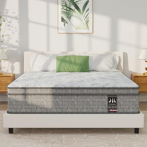 Image of Twin XL Mattress 14 inch, Medium Firm Hybrid Mattresses with Gel Cooling Memory Foam and Pocket Springs, Twin XL Mattress in a Box, Pressure Relief, Motion Isolation,Grey