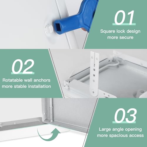 EFUTURETIME Revisionsklappe 15x15 cm Trockenbau Wartungsklappe Metall Weiß, Revisionstür Stahlblech Vierkantverschluss mit 2 Schlüssel, Revisionsluke für Loft, Bad, Küche, Lager