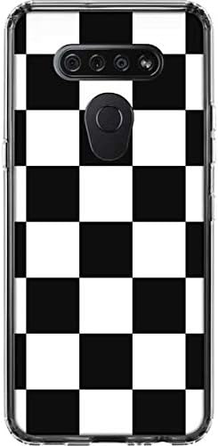 Skinit Funda transparente compatible con LG K51/Q51, diseño original a cuadros en blanco y negro