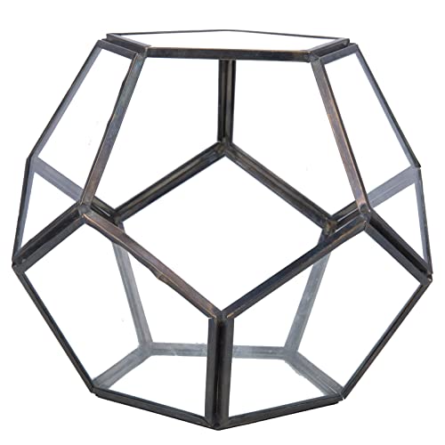 Chonsun Black Glass Geometric Plant Terrarium Pentagon, Handmade Planter For Succulent Fern Moss Air Plants, Miniature Fairy Garden Container, Home Tabletop Decor Gift (No Plants Included) 6.7X5.5In #TOP7