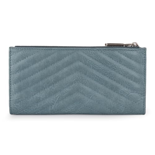 Wrangler Minimalist Wallet for Women Credit Card Wallet Ladies Travel Wallets Monederos de Mujer Card Cases & Money Organizers with Smooth Zippers for Women Men Demin