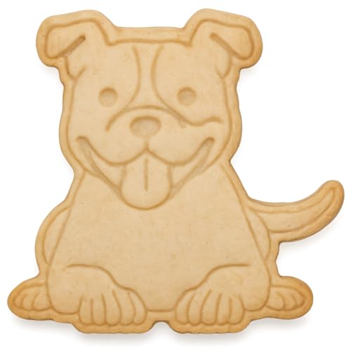 Mighty Gadget Smiling American Pitbull Cookie Cutter & Stamp - 4x3.8' Joyful Design for Dog Lovers Baking (Random Color)