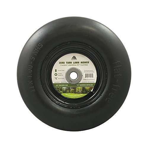 Marastar 00232-2Pk Universal Fit Flat Free 11X4.00-5 Lawnmower Tire Assembly, Black #TOP1