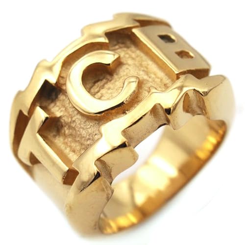 Bague en titane acier hommes TCB alphabet audacieux style urbain vintage