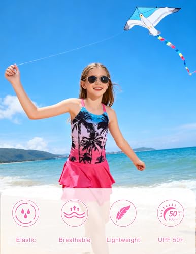 Image of ALISISTER Girls Tankini Swimsuit Two Piece Bathing Suits Summer Beach Swimwear with Shorts for 7-12 Years
