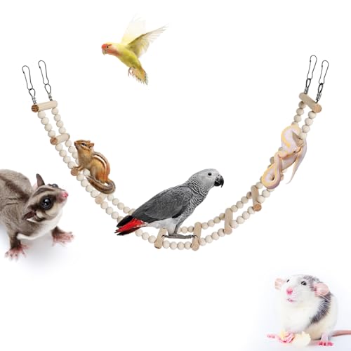 Minrzpet YWTZDQ Vogelleiter mit Holzsprossen und Perlen