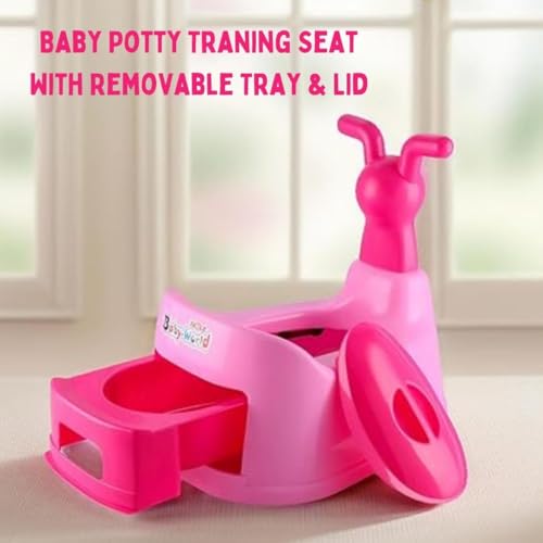 Image of Nabhya Small Potty Toilet Trainer Seat /Chair with Lid and High Back Support for Toddler Boys Girls (Age 7 Months to 2 Years) (Pink)