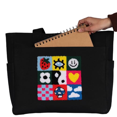 Image of TSANTA U Shaped Canvas Tote Bag, 35.56x33.02 cm with 10.8 cm Gusset, Cotton, Zipper Closure, Laptop Compartment