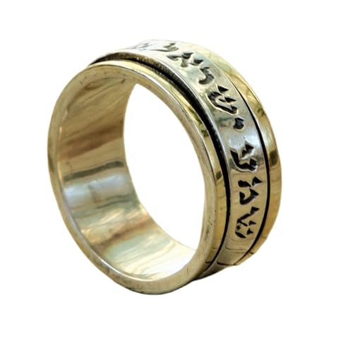 Ring Gold And Silver Spinner Hebrew Worry Israeli Jewelry Fidget Jewish Anxiety Wedding Band Ring Band Excellent RingStress Relief |LK_PCSB_1489