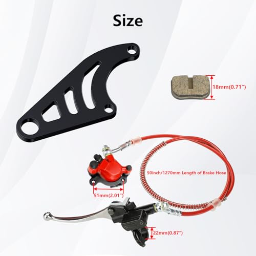Image of Upgraded Mini Bike Hydraulic Brake Kit and Rear Brake Caliper Mounting Bracket Adapter for Coleman CT100U with 180mm Disc Brake Rotor Master Cylinder Pad Assembly Hardware Part