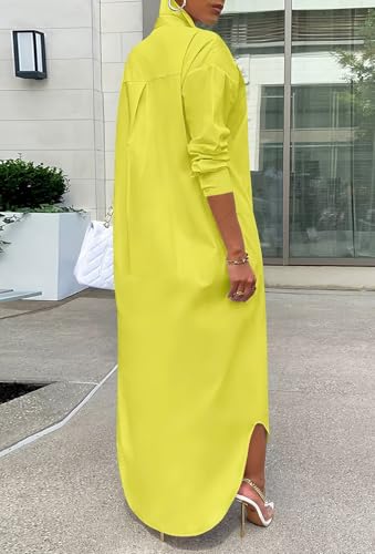 Image of Choichic Shirt Dresses for Women Casual Long Sleeve Cotton Button Down Maxi Dresses