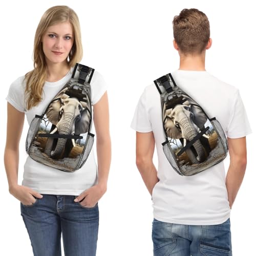 Bolso bandolera unisex con diseño de elefante animal miniatura 7