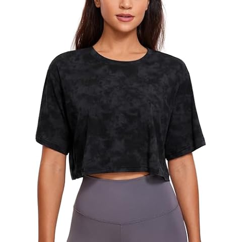 CRZ YOGA Women's Pima Cotton Crop Top Cover