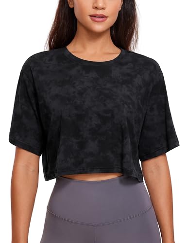 Image of CRZ YOGA Pima Cotton High Neck Crop T-Shirt