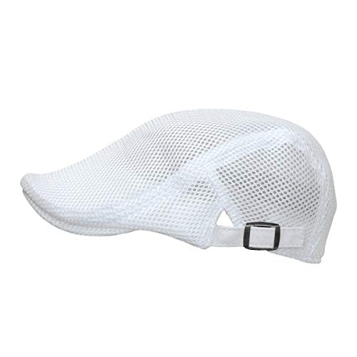 WITHMOONS Ivy Cap Summer Mesh Newsboy Irish Gatsby Golf Hats MZ30038 (Mesh_White)