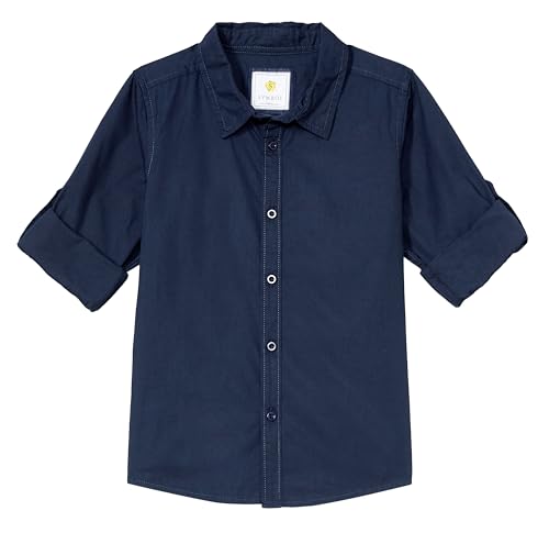 Image of Amazon Brand-Symbol Boy's Cotton Regular Shirt (Symaw22Shr02 Navy 2 6-7 Years)
