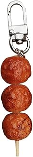 CFLNYC Simulation Food Meatball String Keychain, Mini Lifelike PVC Food Charms Key Ring, Backpack Pendant for Men and Women