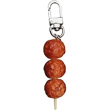 Simulation Food Meatball String Keychain, Mini Lifelike PVC Food Charms Key Ring, Backpack Pendant for Men and Women