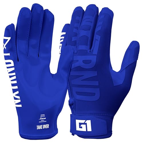 Nxtrnd G1 Youth Football Gloves, Kids Sticky Receiver Gloves (Blue,