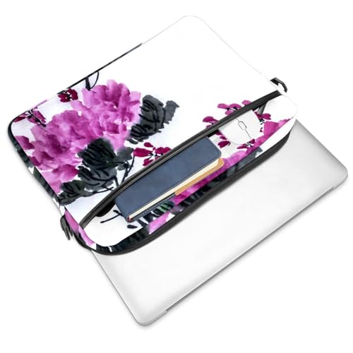 Maletín bandolera portátil de 13 y 14 pulgadas con flores blancas y asa para ordenador laptop 2