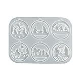 Molde de silicona de Navidad con diseño de 6 cavidades para aretes, llaveros, colgantes, manualidades, accesorios de joyería de vacaciones, suministros de silicona de grado alimenticio
