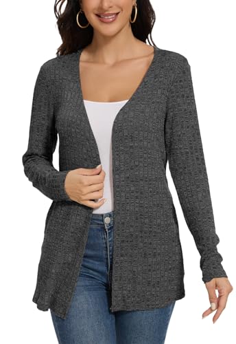 Molirex Leichte Strickjacke für Damen: Langer Cardigan mit Eleganter Rippung und Taschen Molirex Leichte Strickjacke für Damen: Langer Cardigan mit Eleganter Rippung und Taschen