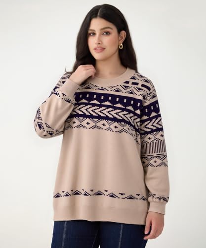 Image of CARCOS Plus Size Sweaters for Women Solid Crew Neck Knit Tops Casual Long Sleeve Pullover Sweater Sparkly Tunic Shirts