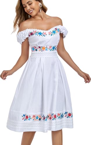 Image of Women's Mexican Dress Embroidered Causal Lace Party Dress