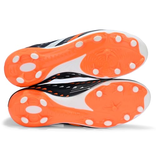 Image of PRO ASE SPORT Football Shoes with Rubber Studs - Ideal for Hard & Artificial Turf Surfaces | Orange, Black, Golden.