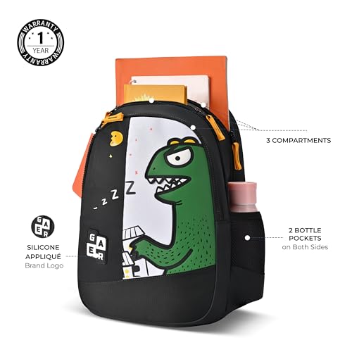 Image of Gear Giant Monster Backpack 15 inch /20L Small Water Resistant School Bag /Casual Backpack /Daypack /Kids Bag for Boys /Girls (Black-Yellow)
