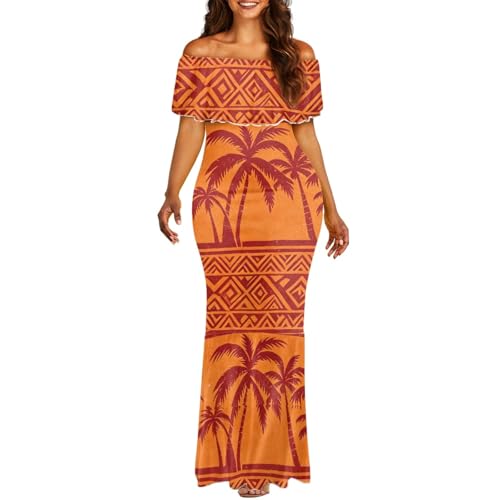 Image of Polynesian for Women S-7XL Off Shoulder Maxi Dress Hawaiian Summer Dresses